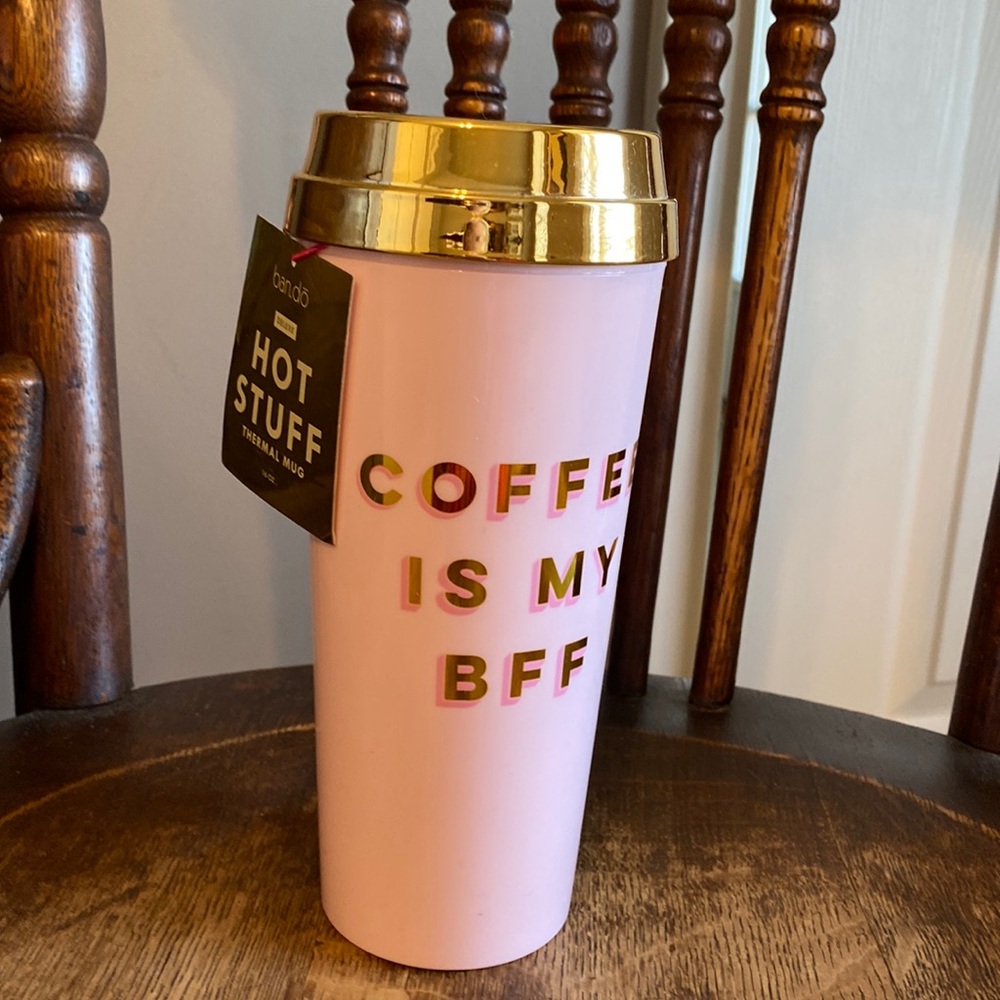 NWT - Ban.do Pink and Gold Travel Mug